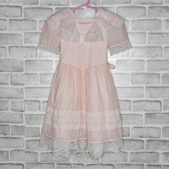 Vintage Girls Gunne Sax Frilly Lace Pink Dress, size 5 - Picture 1 of 4